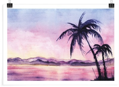 Μοβ τροπικό τοπίο, Ζωγραφική, Πόστερ, 20 x 15 εκ.