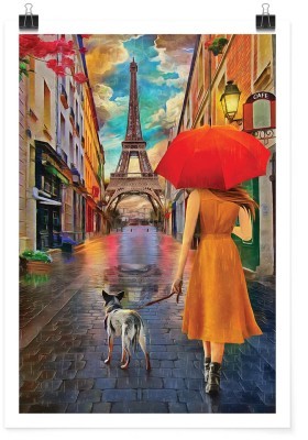 Βόλτα με το σκύλο στο Παρίσι, Ζωγραφική, Πόστερ, 15 x 20 εκ.