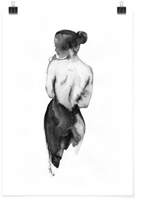Ζωγραφισμένη σιλουέτα κοπέλας, Ζωγραφική, Πόστερ, 15 x 20 εκ.