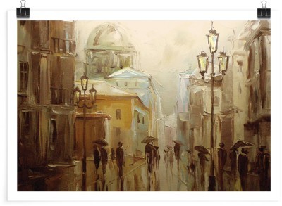 Ζωγραφισμένη βροχερή πόλη, Ζωγραφική, Πόστερ, 20 x 15 εκ.