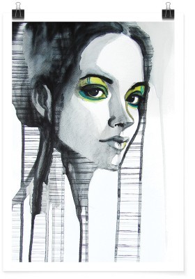 Κοπέλα με πράσινη σκιά ματιών, Ζωγραφική, Πόστερ, 15 x 20 εκ.