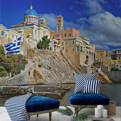 Σύρος, η αρχόντισσα των Κυκλάδων, Ελλάδα, Ταπετσαρίες Τοίχου, 100 x 100 εκ.