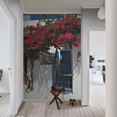 Λουλούδια σε ελληνικό σπίτι, Ελλάδα, Ταπετσαρίες Τοίχου, 100 x 100 εκ.