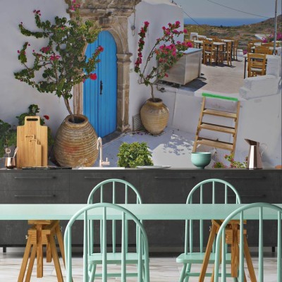 Ελληνική παραδοσιακή κατοικία που βρίσκεται στα Κύθηρα, Ελλάδα, Ταπετσαρίες Τοίχου, 100 x 100 εκ.