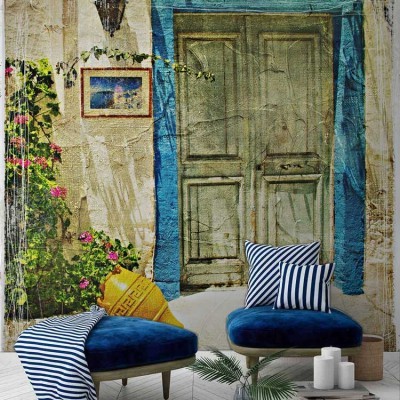 Παλιά πόρτα στην Ελλάδα, Ελλάδα, Ταπετσαρίες Τοίχου, 100 x 100 εκ.