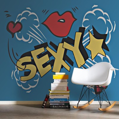 Sexy blue, Κόμικς, Ταπετσαρίες Τοίχου, 100 x 100 εκ.