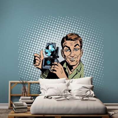 Φωτογράφος ρετρό Κόμικς Ταπετσαρίες Τοίχου 100 x 100 cm (21057)