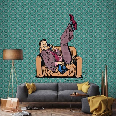 Άντρας σε καναπέ Κόμικς Ταπετσαρίες Τοίχου 100 x 100 cm (21059)