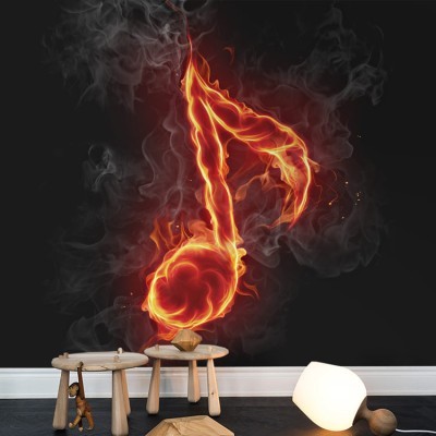 Houseart Φλεγόμενη μουσική νότα, Διάφορα, Ταπετσαρίες Τοίχου, 100 x 100 εκ.