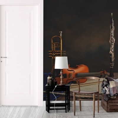 Τρομπέτα, Βιολί, Διάφορα, Ταπετσαρίες Τοίχου, 100 x 100 εκ.