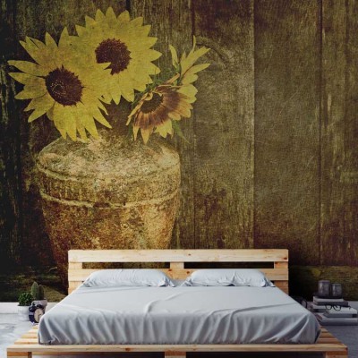 Houseart Ρουστίκ βάζο με όμορφα ηλιοτρόπια, Διάφορα, Ταπετσαρίες Τοίχου, 110 x 83 εκ.