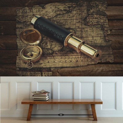 Houseart Παλιός χάρτης με πυξίδα, Διάφορα, Ταπετσαρίες Τοίχου, 110 x 83 εκ.