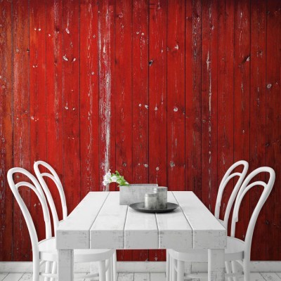 Κόκκινος ξύλινος τοίχος, Φόντο - Τοίχοι, Ταπετσαρίες Τοίχου, 100 x 100 εκ.
