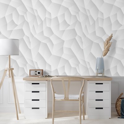 Άσπρα σχήματα, Φόντο – Τοίχοι, Ταπετσαρίες Τοίχου, 100 x 100 εκ. (53819)