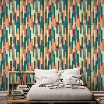 Ρετρό μοτίβο με ρίγες, Μοτίβα, Ταπετσαρίες Τοίχου, 100 x 100 εκ.