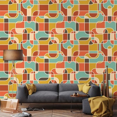 Αλυσίδα στρογγυλών σχημάτων, Μοτίβα, Ταπετσαρίες Τοίχου, 100 x 100 εκ.