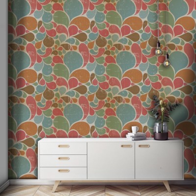 Ρετρό μοτίβο σταγόνες, Μοτίβα, Ταπετσαρίες Τοίχου, 120 x 120 εκ.