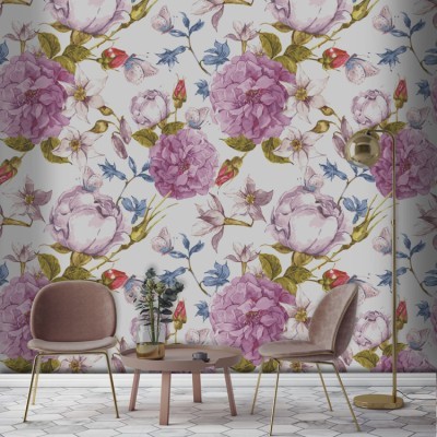 Μοτίβο με Λουλούδια, Μοτίβα, Ταπετσαρίες Τοίχου, 124 x 124 εκ.