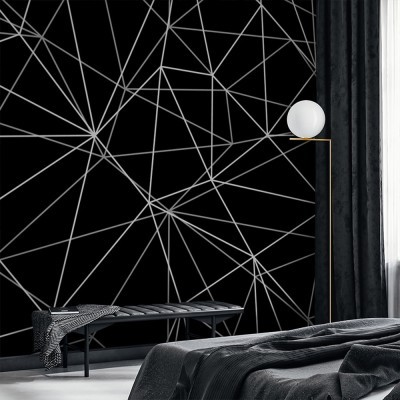 Μοντέρνο μοτίβο άσπρο μαύρο, Μοτίβα, Ταπετσαρίες Τοίχου, 100 x 100 εκ.