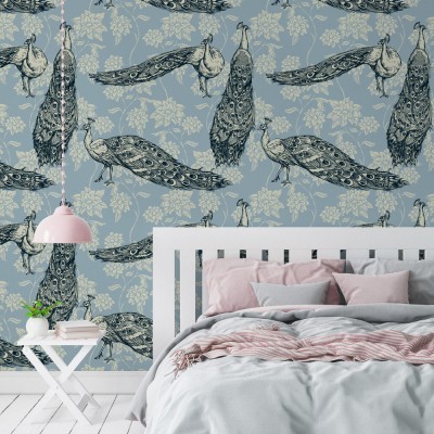 Μοτίβο με παγώνια, Μοτίβα, Ταπετσαρίες Τοίχου, 100 x 100 εκ.