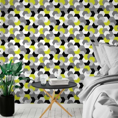 Houseart Σκανδιναβικό μοτίβο με κίτρινο, Μοτίβα, Ταπετσαρίες Τοίχου, 100 x 100 εκ.