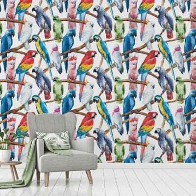 Παπαγάλοι Μοτίβα Ταπετσαρίες Τοίχου 100 x 100 cm (21798)