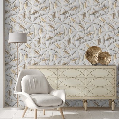 Houseart Χρυσά φύλλα, Μοτίβα, Ταπετσαρίες Τοίχου, 100 x 100 εκ.