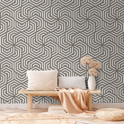 Houseart Λαδί γραμμές, Μοτίβα, Ταπετσαρίες Τοίχου, 100 x 100 εκ.