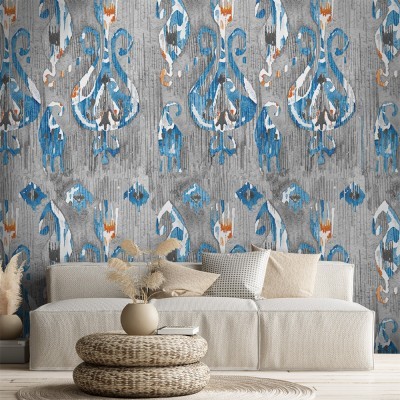 Μπλε αφηρημένα σχέδια, Μοτίβα, Ταπετσαρίες Τοίχου, 100 x 100 εκ.