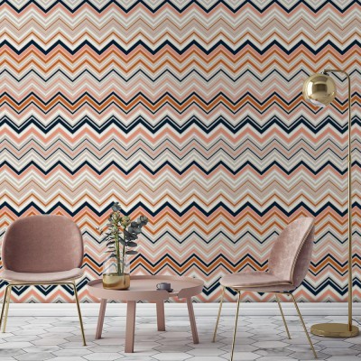 Πολύχρωμες κυματιστές γραμμές, Μοτίβα, Ταπετσαρίες Τοίχου, 100 x 100 εκ.