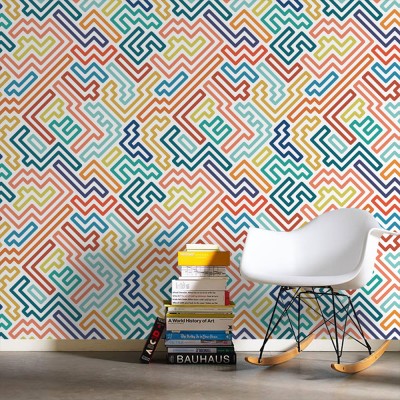 Πολύχρωμα γεωμετρικά σχέδια, Μοτίβα, Ταπετσαρίες Τοίχου, 100 x 100 εκ. (53721)