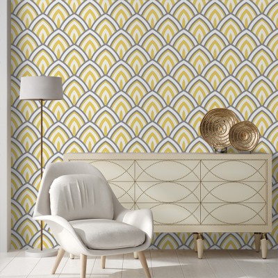 Houseart Κίτρινα φύλλα, Μοτίβα, Ταπετσαρίες Τοίχου, 100 x 100 εκ.