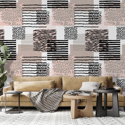 Animal print τετράγωνα, Μοτίβα, Ταπετσαρίες Τοίχου, 100 x 100 εκ.