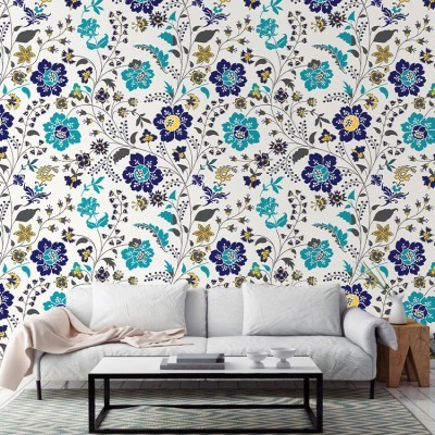 Παιχνιδιάρικο Floral, Μοτίβα, Ταπετσαρίες Τοίχου, 100 x 100 εκ.