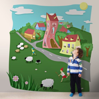 Φανταστικό χωριό Παιδικά Ταπετσαρίες Τοίχου 109 x 105 cm (20659)