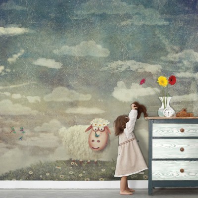 Κριαράκι σε ξέφωτο Παιδικά Ταπετσαρίες Τοίχου 100 x 100 cm (20724)