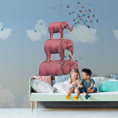 Ροζ ελέφαντες, Παιδικά, Ταπετσαρίες Τοίχου, 85 x 113 εκ.