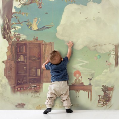 Φανταστικό δωμάτιο στον ουρανό Παιδικά Ταπετσαρίες Τοίχου 100 x 100 cm (20698)