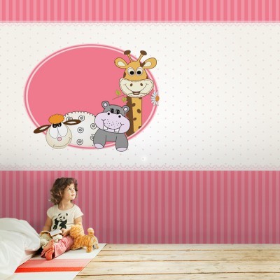Ζώα σε ροζ φοντο, Παιδικά, Ταπετσαρίες Τοίχου, 120 x 79 εκ.