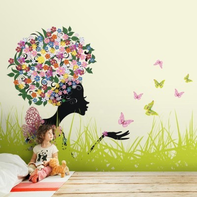 Κορίτσι με λουλούδια στο κεφάλι, Παιδικά, Ταπετσαρίες Τοίχου, 100 x 100 εκ.