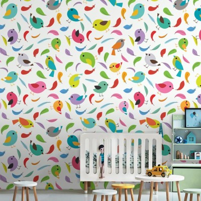 Πολύχρωμα χαριτωμένα πουλάκια, Παιδικά, Ταπετσαρίες Τοίχου, 110 x 85 εκ.