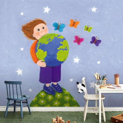Παιδάκι κρατά τον κόσμο Παιδικά Ταπετσαρίες Τοίχου 108 x 95 cm (20554)
