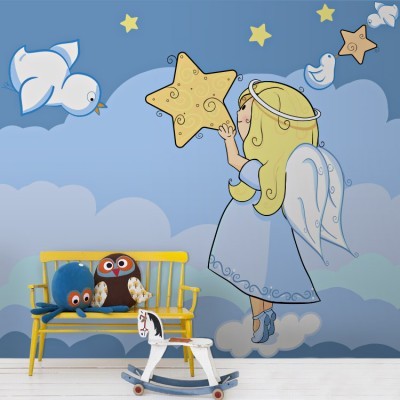 Αγγελάκι κρατά ένα αστέρι, Παιδικά, Ταπετσαρίες Τοίχου, 85 x 120 εκ.