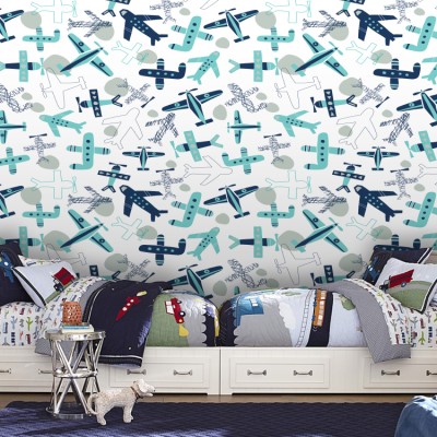 Αεροπλάνα, Παιδικά, Ταπετσαρίες Τοίχου, 100 x 100 εκ.