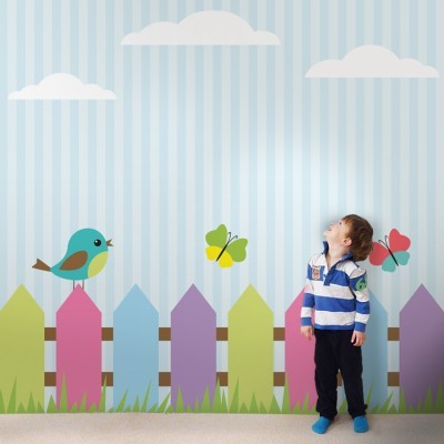 Χρωματιστά Πουλάκια Παιδικά Ταπετσαρίες Τοίχου 80 x 80 cm (35122)