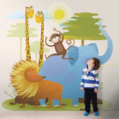 Ζωάκια Παιδικά Ταπετσαρίες Τοίχου 100 x 100 cm (35168)
