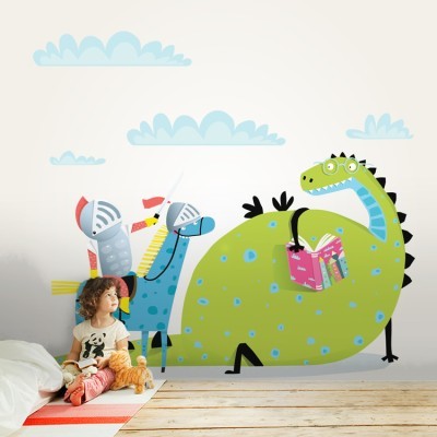 Δεινόσαυρος Διαβάζει Βιβλίο Παιδικά Ταπετσαρίες Τοίχου 80 x 120 cm (35205)