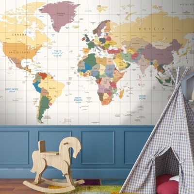 Παγκόσμιος χάρτης με γραμμές, Παιδικά, Ταπετσαρίες Τοίχου, 130 x 68 εκ.