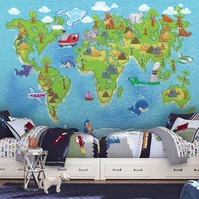 Μικρός παγκόσμιος χάρτης, Παιδικά, Ταπετσαρίες Τοίχου, 120 x 86 εκ.