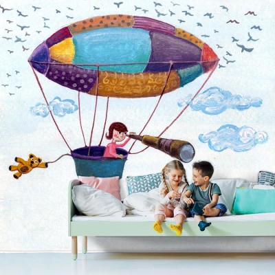 Παιδάκι σε αερόστατο Παιδικά Ταπετσαρίες Τοίχου 84 x 115 cm (20545)